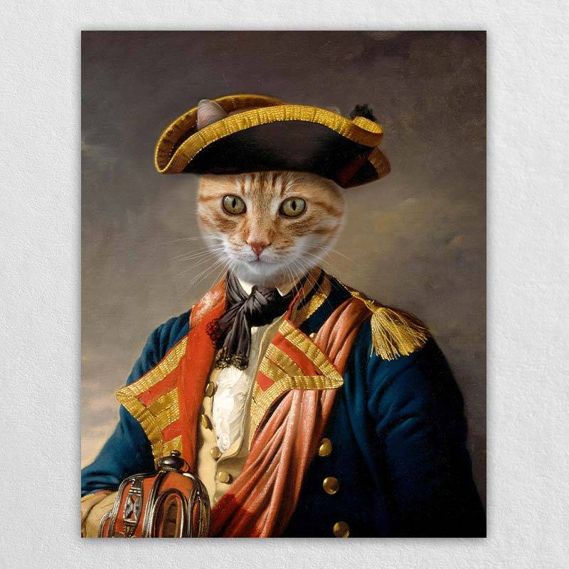 Navy Captain Regal Cat Portrait