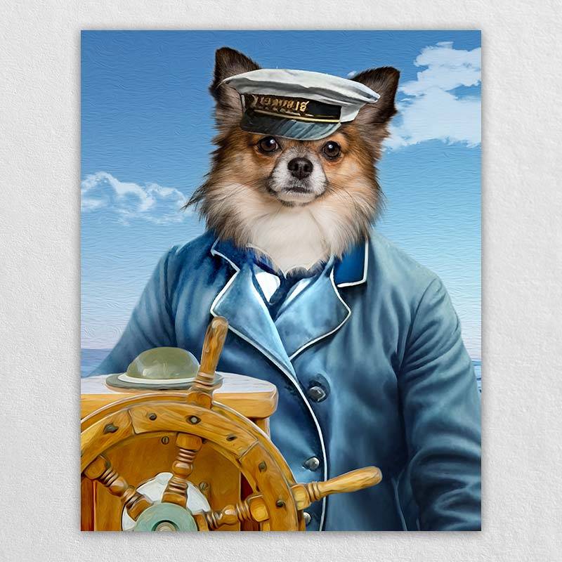 Captain Dog Picture Art Pet Portrait Artwork