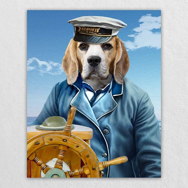 Captain Dog Picture Art Pet Portrait Artwork