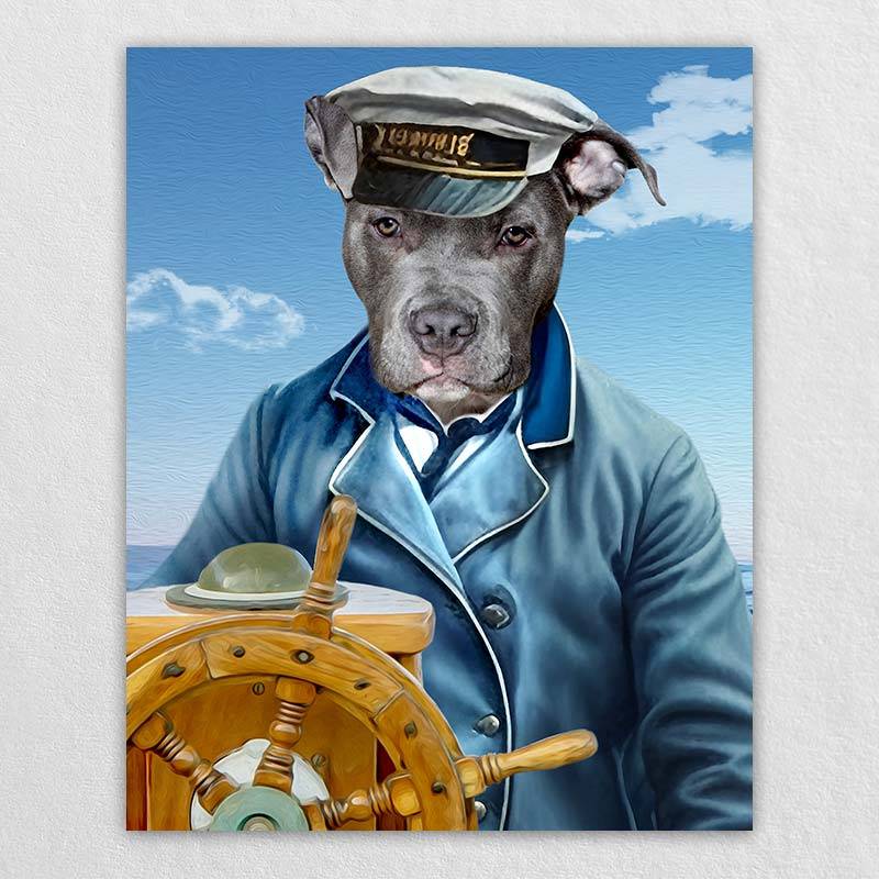 Captain Dog Picture Art Pet Portrait Artwork