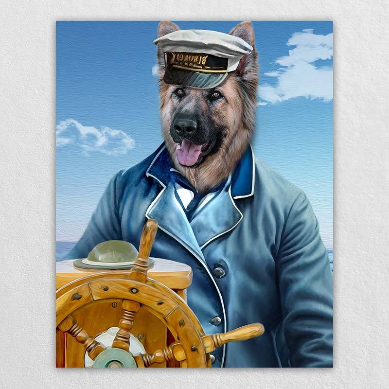 Captain Dog Picture Art Pet Portrait Artwork