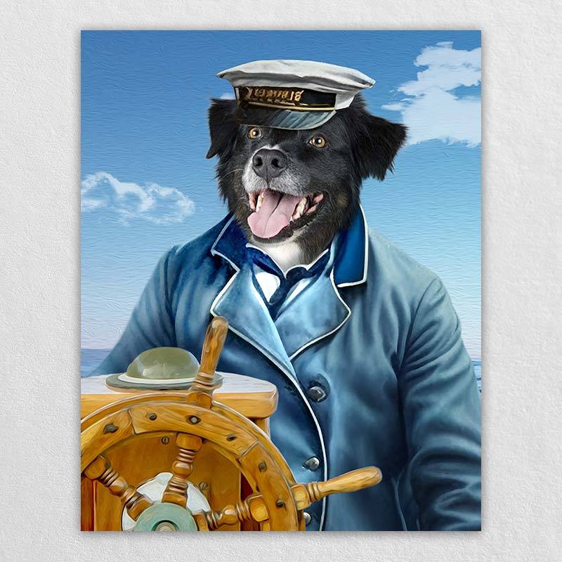 Captain Dog Picture Art Pet Portrait Artwork