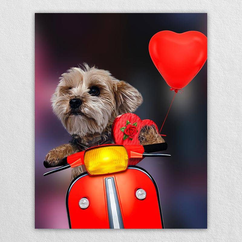 Funny Rider Custom Cartoon Pet Portrait