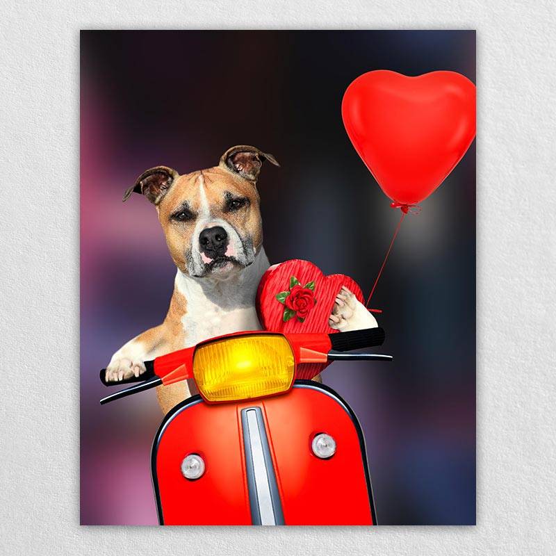 Funny Rider Custom Cartoon Pet Portrait