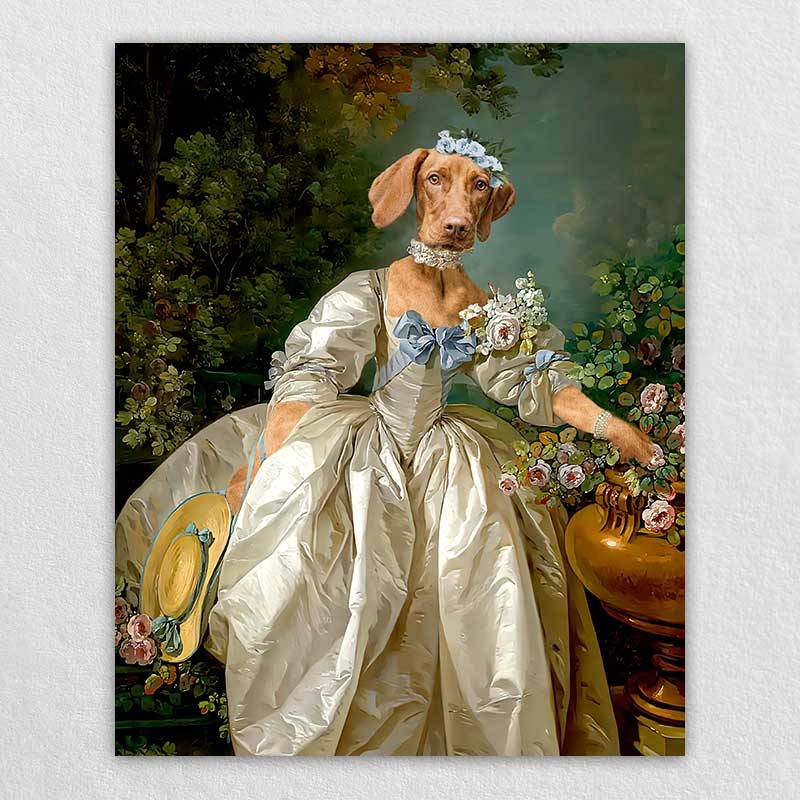 Beautiful Woman 18Th Century Dog Pet Paintings