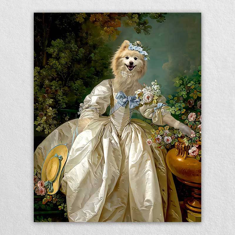 Beautiful Woman 18Th Century Dog Pet Paintings