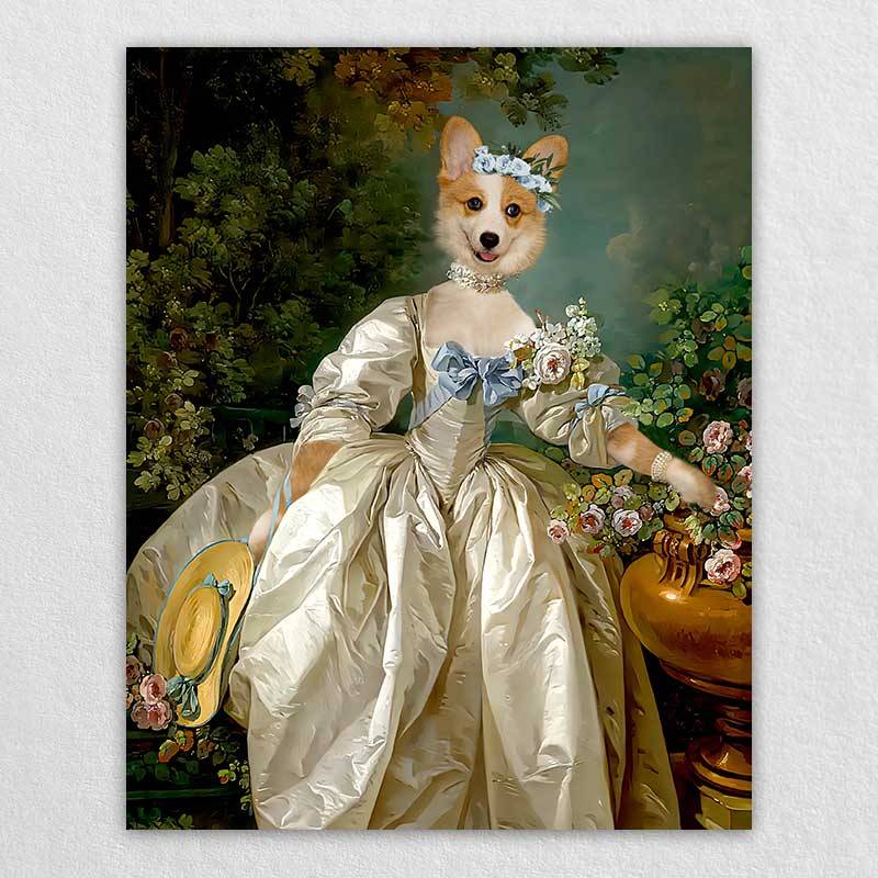 Beautiful Woman 18Th Century Dog Pet Paintings