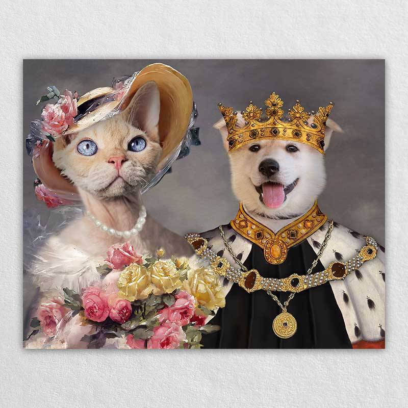 Custom Royal King And Queen Pet Portrait