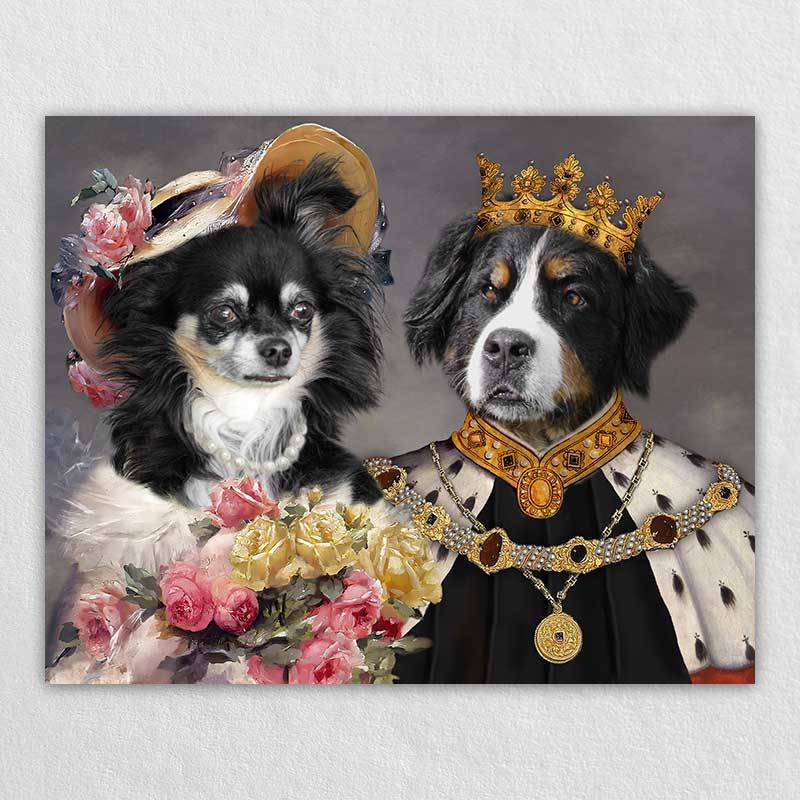 Custom Royal King And Queen Pet Portrait