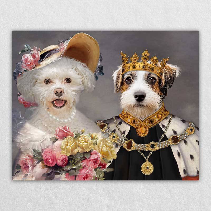 Custom Royal King And Queen Pet Portrait