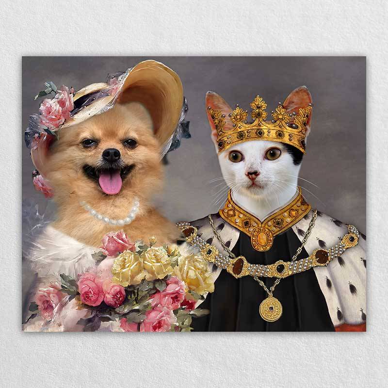 Custom Royal King And Queen Pet Portrait