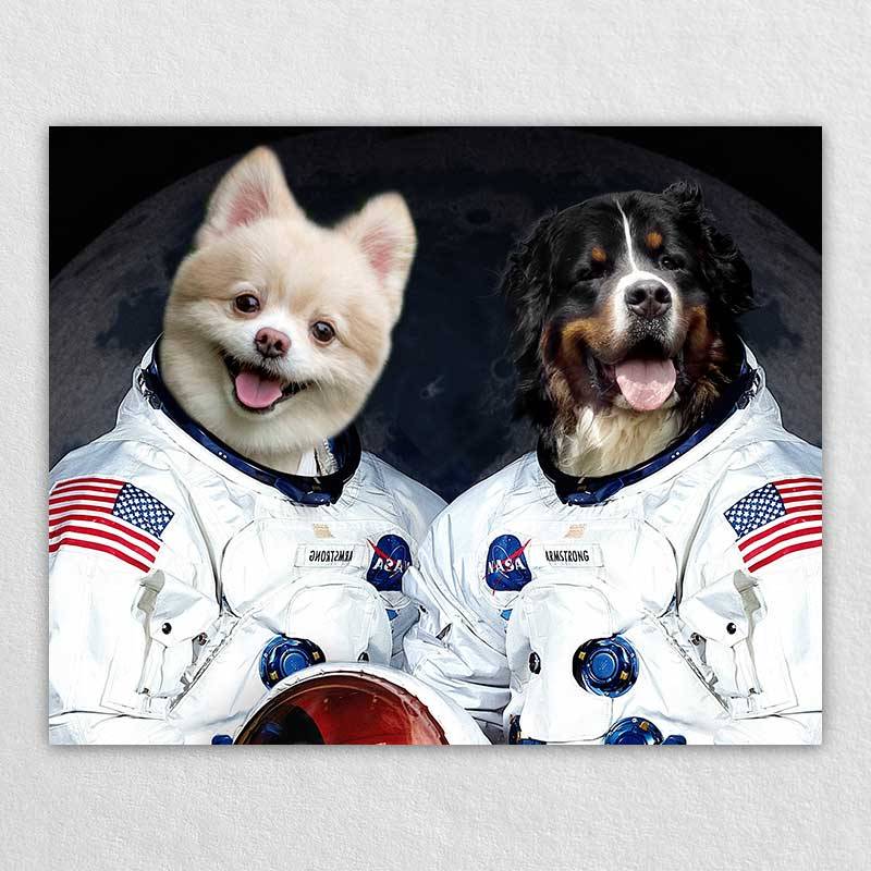 Painted Portrait Of Your Dog Cat Pet Into Astronauts