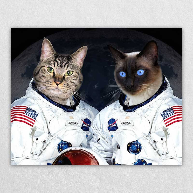 Painted Portrait Of Your Dog Cat Pet Into Astronauts