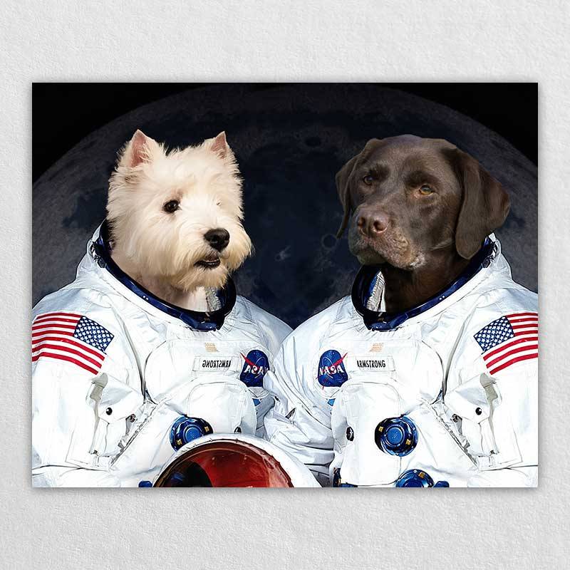 Painted Portrait Of Your Dog Cat Pet Into Astronauts