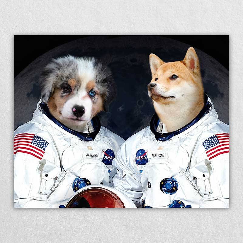 Painted Portrait Of Your Dog Cat Pet Into Astronauts