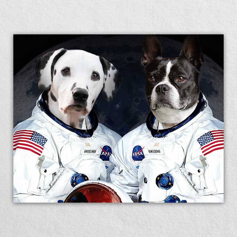 Painted Portrait Of Your Dog Cat Pet Into Astronauts