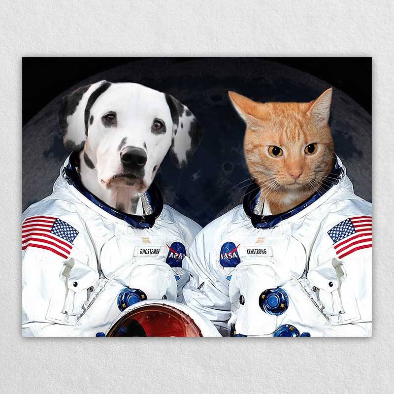 Painted Portrait Of Your Dog Cat Pet Into Astronauts