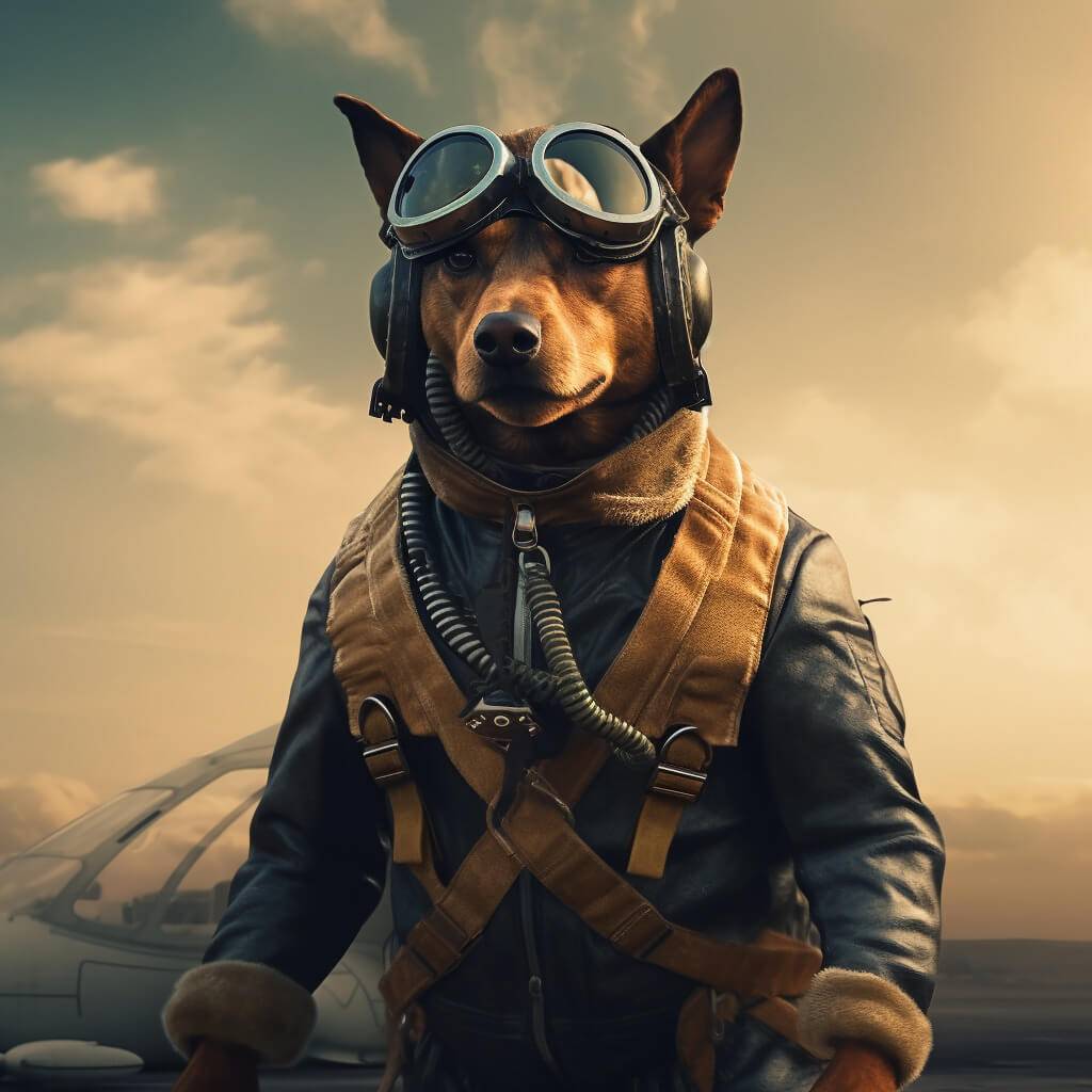 Canvas Portraits Pet Turns Into A Pilot