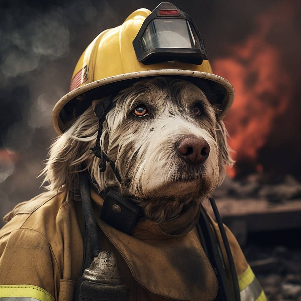 Let Us Paint Your Pet's Portrait in Daring Firefighter Style