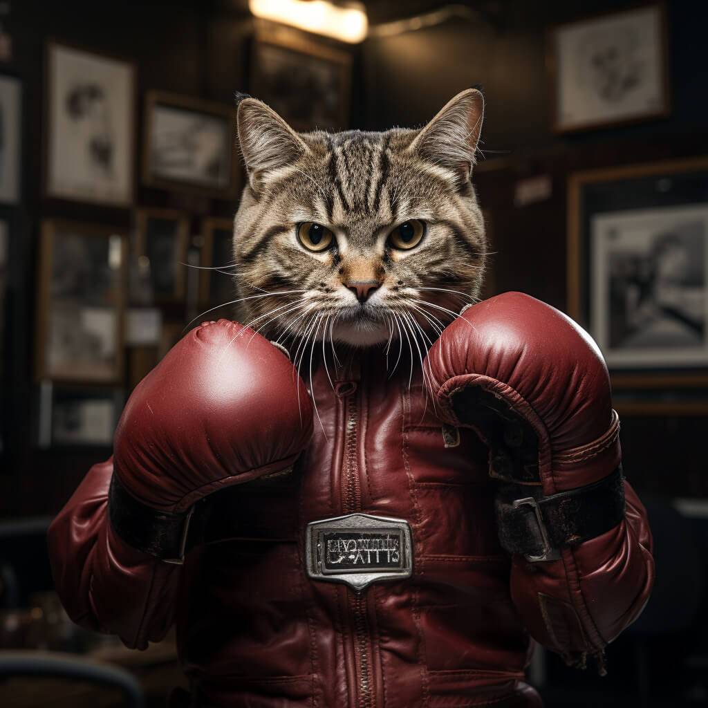 Boxing Art Work Cat Canvas Wall Art of Pet