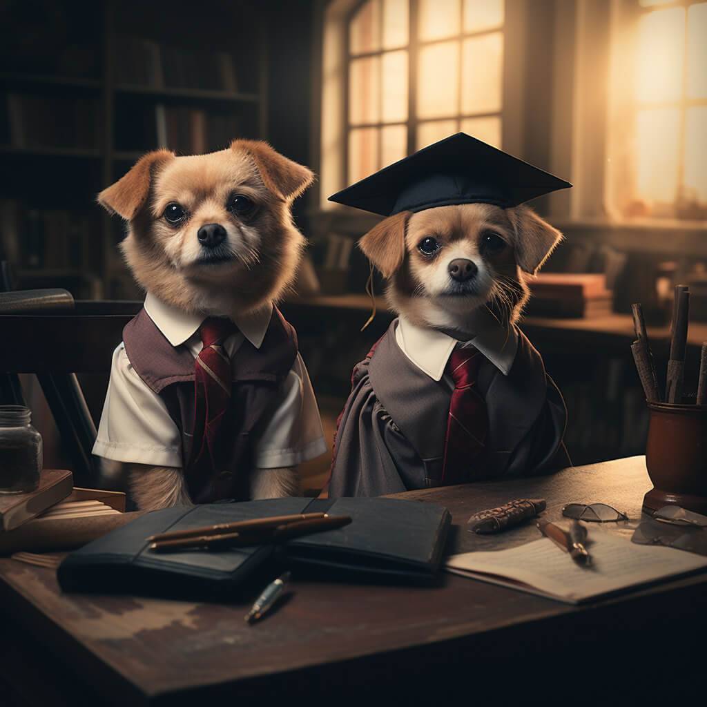 Clebration Graduation Of Pet Portrait Painting