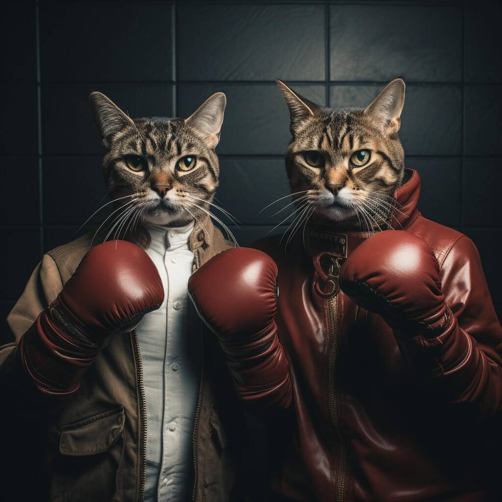 Cute Cat Digital Art Best Pet Canvas Art Painting of Boxing