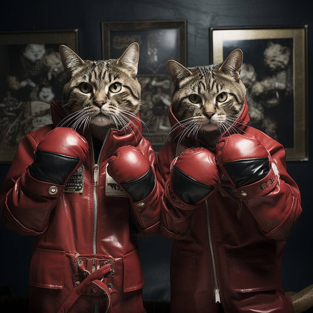 Surreal Cat Boxing Ring Pictures Custom Pop Art Pet Portraits