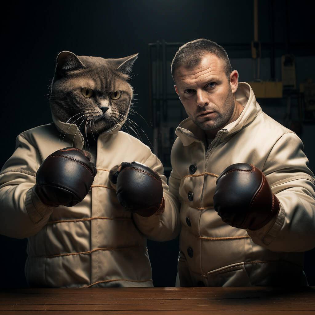 Classic Boxing Pictures Funny Pet Cat Canvas Portrait Art