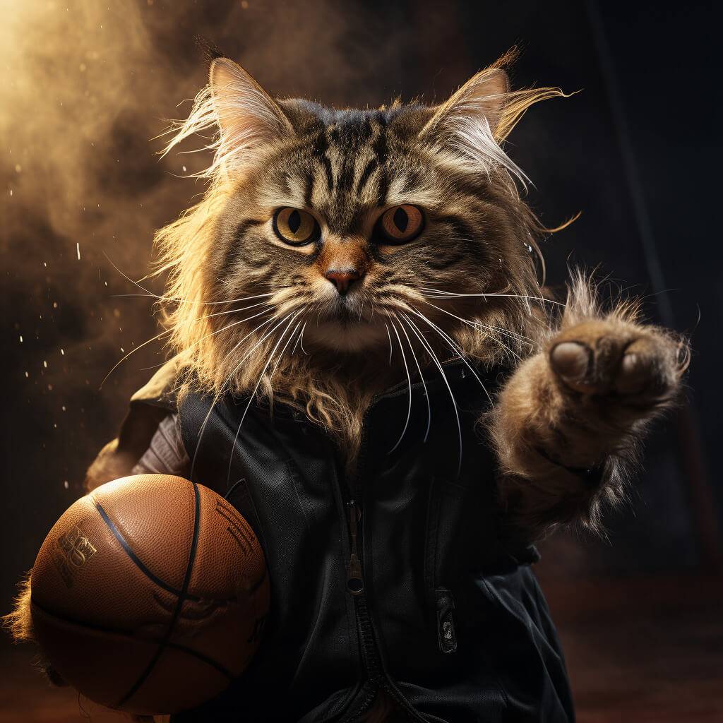 Basketball Game Picture The Artistic Cat Pet Canvas Painting