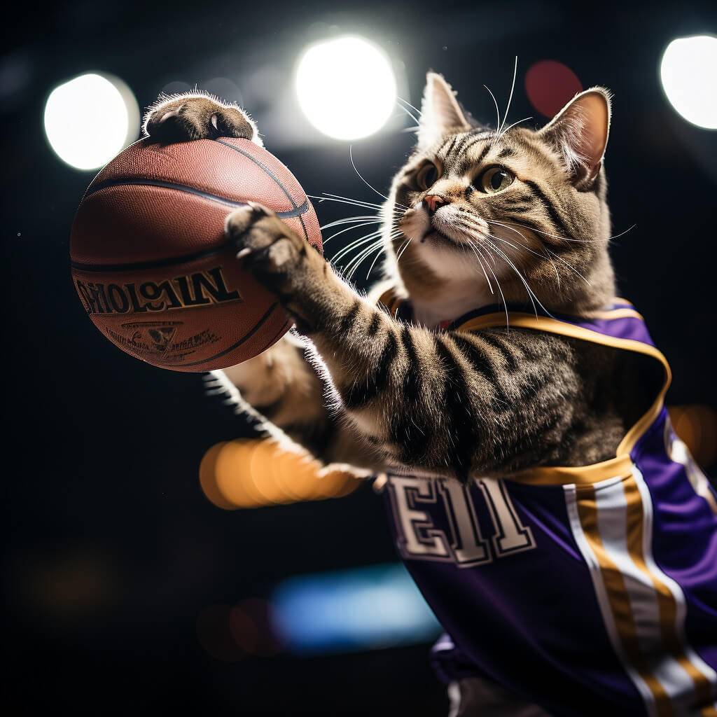 Basketball Training Pictures Funny Cat Artwork Pet into Painting