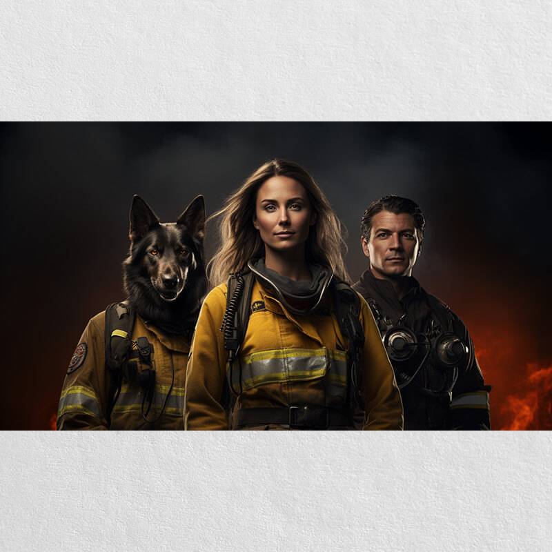 Firefighter Funny Portraits With Pets