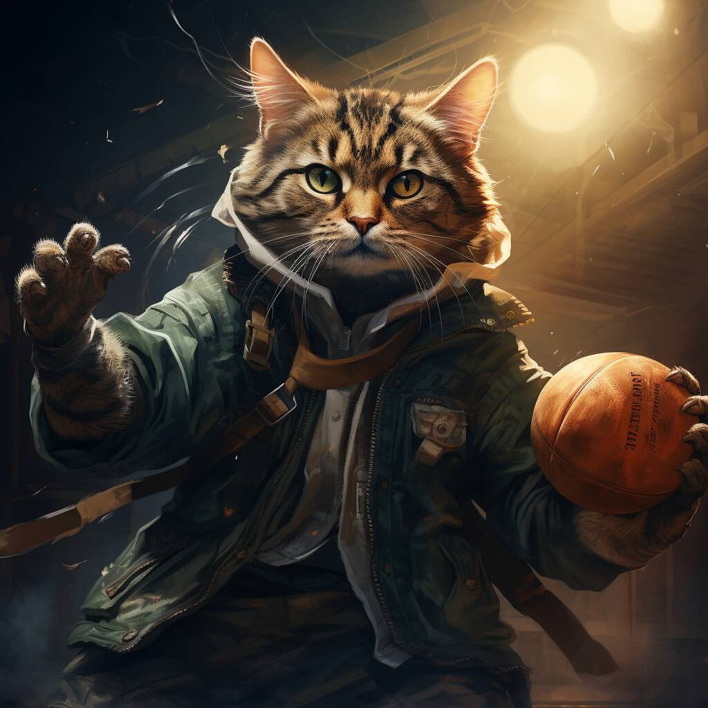 Funny Old Cat Paintings Basketball Court Photo