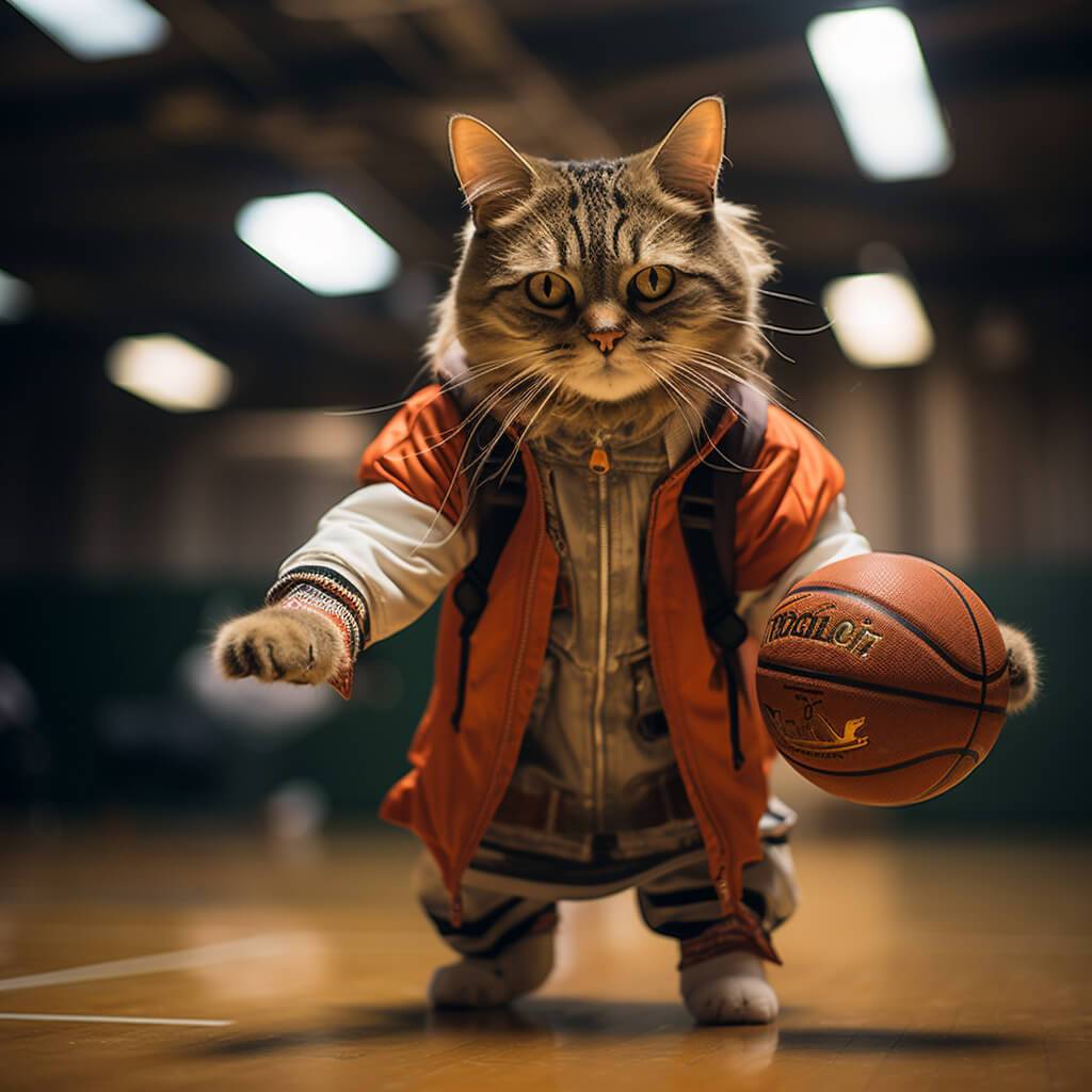 Personalised Cat Painting Photo Aesthetic Basketball