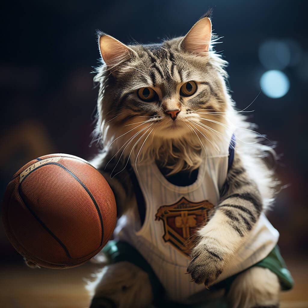 Modern Art Cat Paintings Basketball Funny Photos