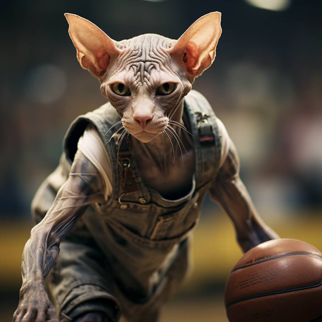 Digital Cat Painting Basketball Match Photos