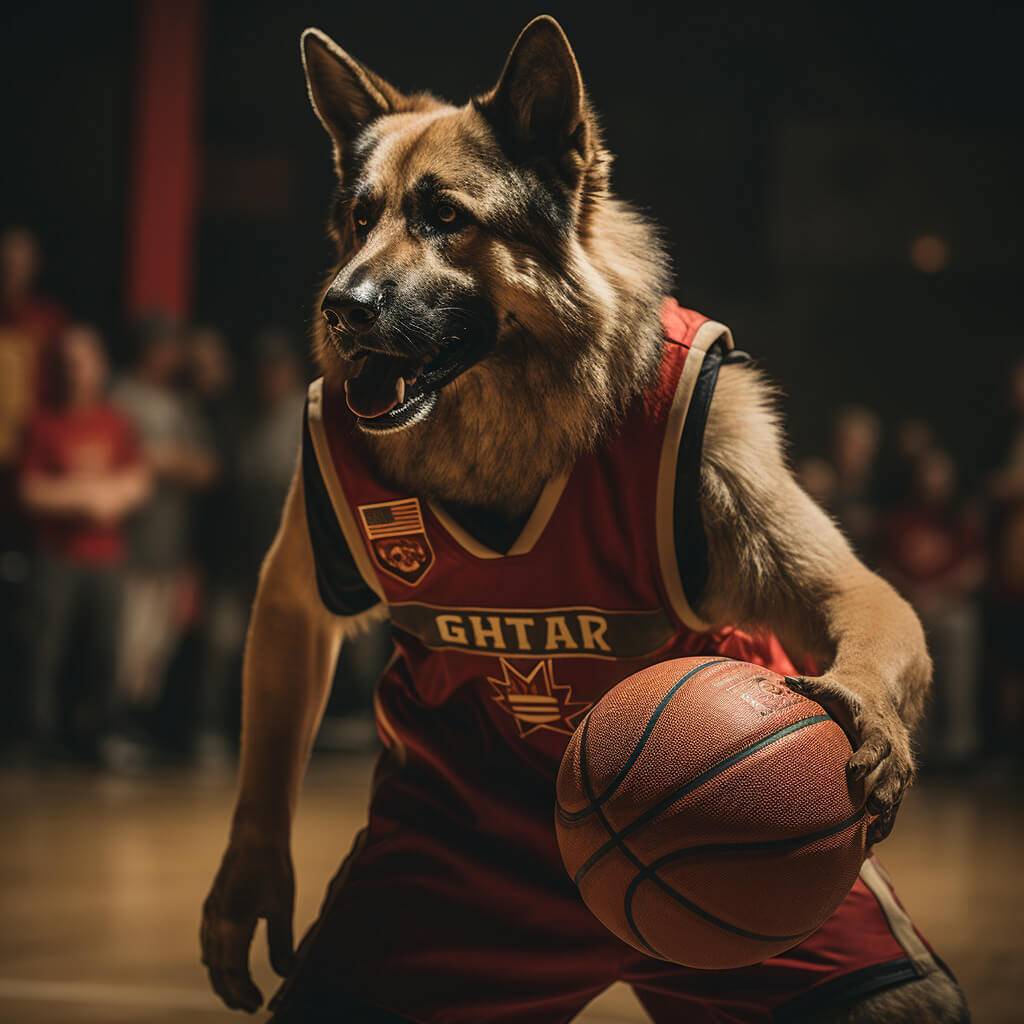 Basketball Art Work Dog And Cat Images