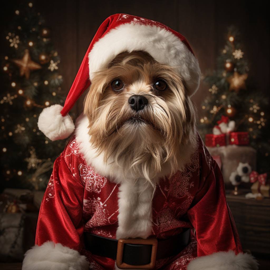 Pet Santa Canvas Wall Art Portrait Painting