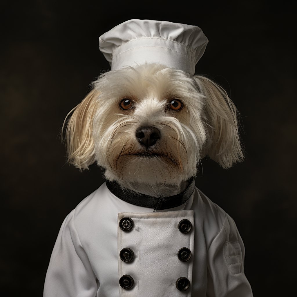 Funny Chef Images Small Dog Painting