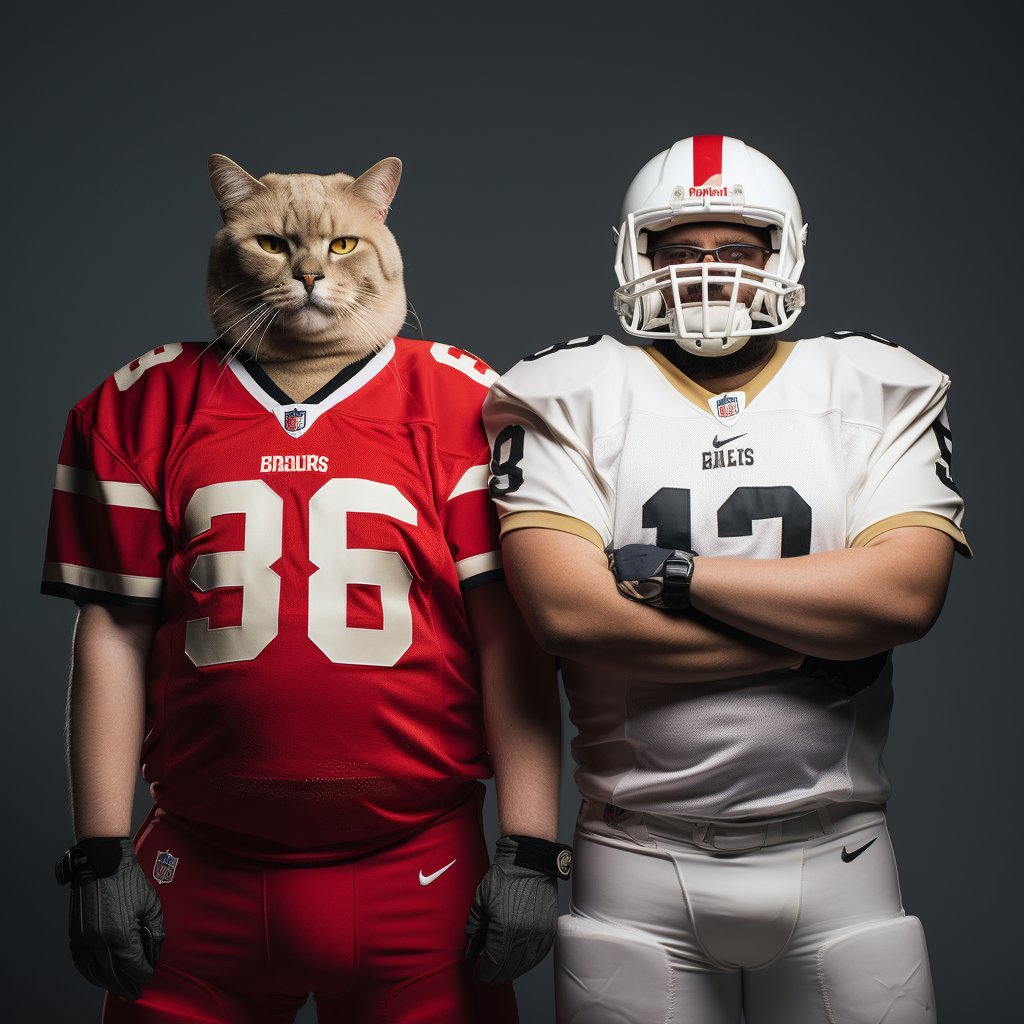 American Football Player Art Cute Cat Portrait Images