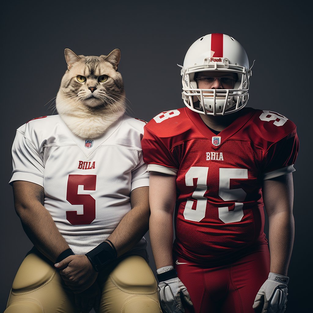 American Football Artist Real Cat Portrait Images