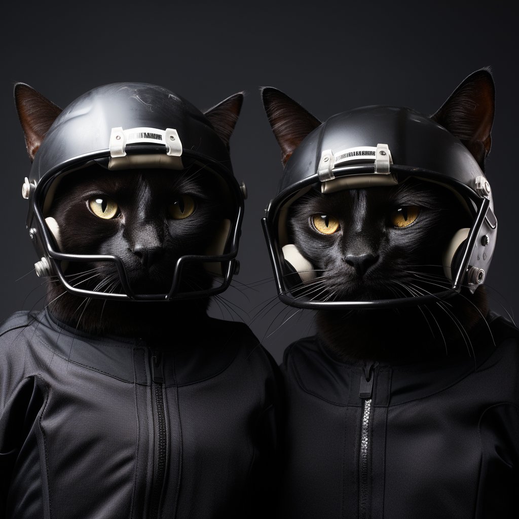 American Football Art Work Cat Stock Portrait Image