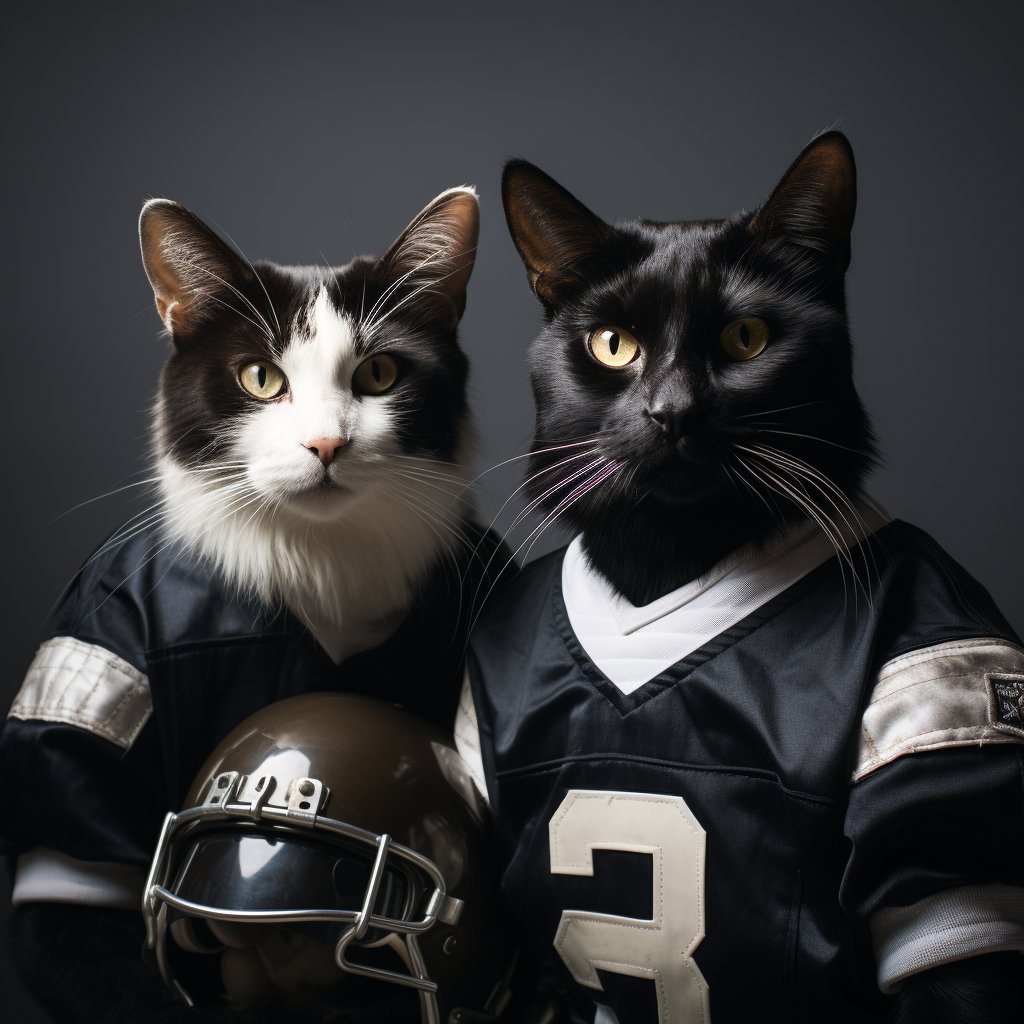 American Cool Football Art Small Cat Portrait Images