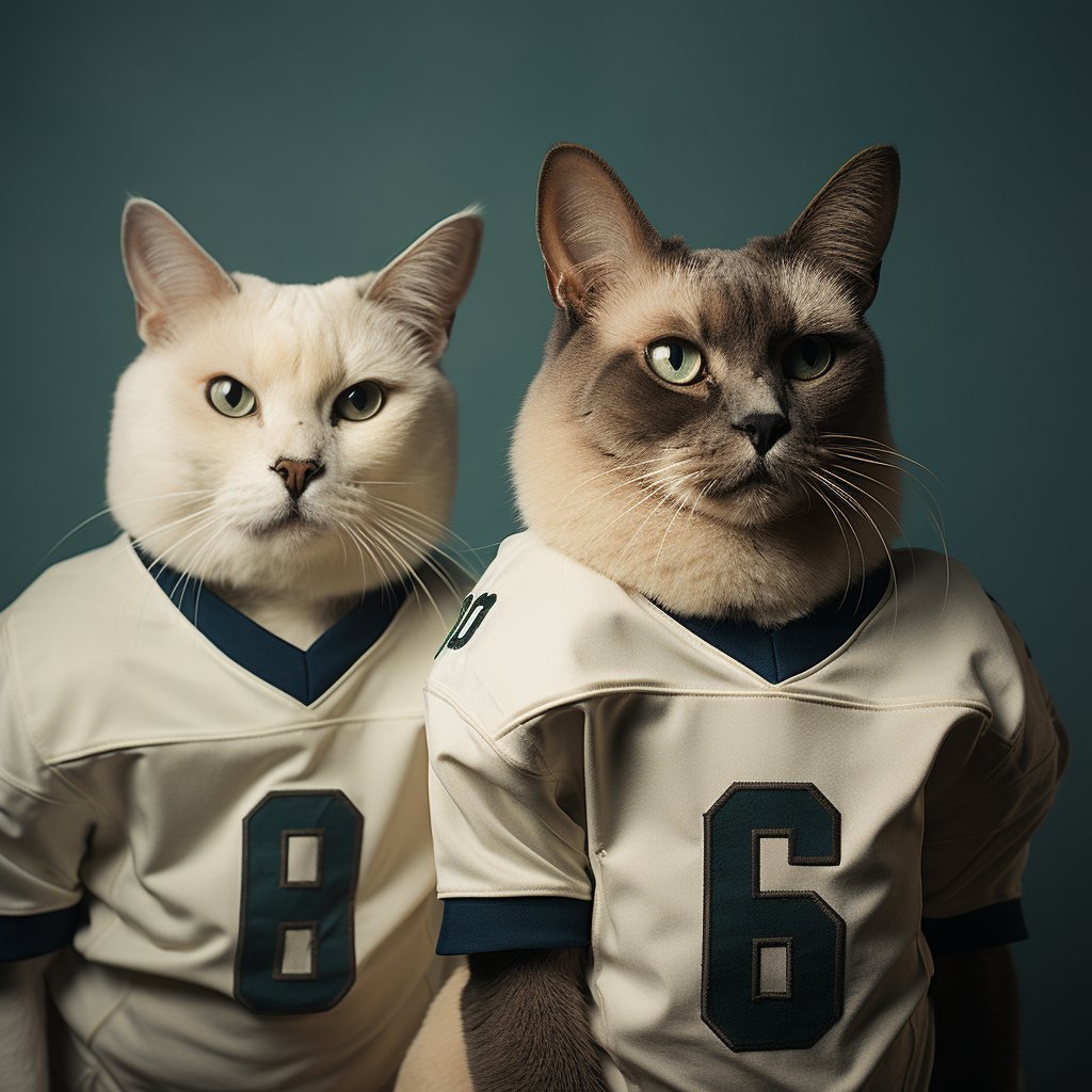 American Football Casual Artwork Funny Cute Cat Portrait Images