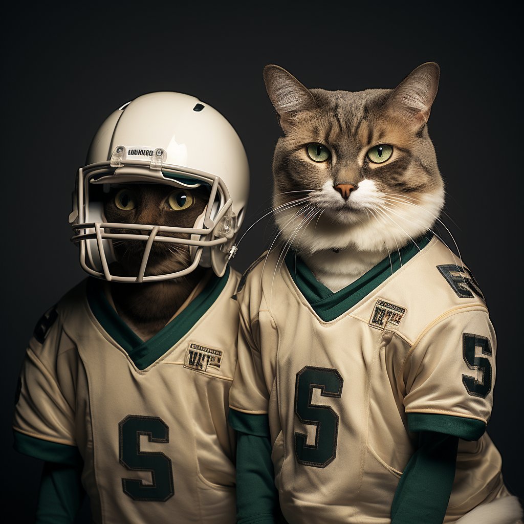 American Retro Football Art Cat Art Portrait Images