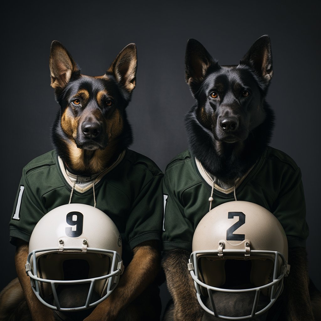 Football Team Photo Art Of Dog Portrait