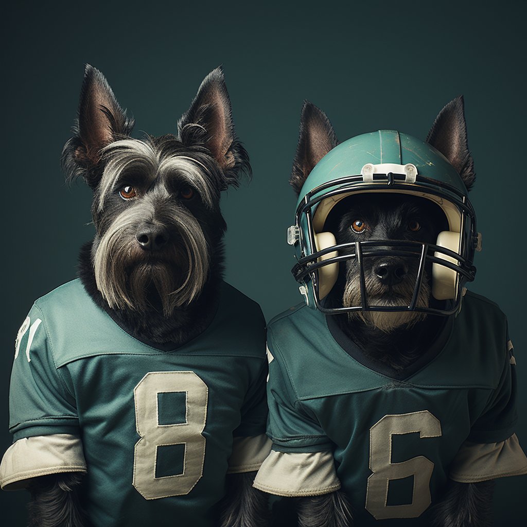 American Football Ground Photo Personalised Dog Portrait Wall Art