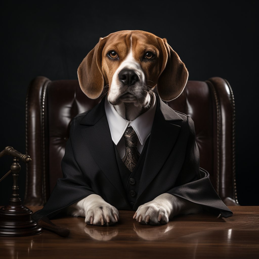 Supreme Court Judge Man And Dog Portrait Art