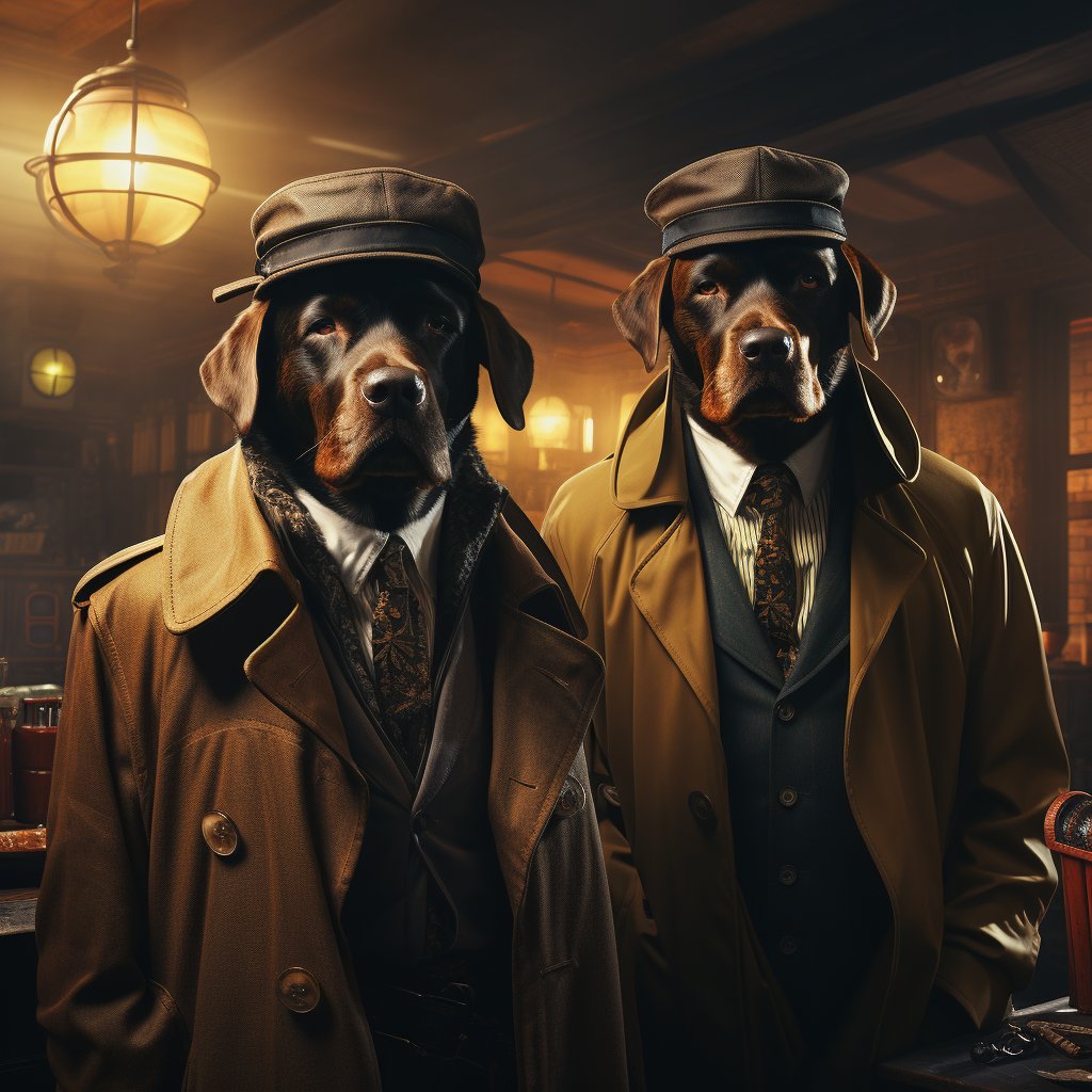 Detective Digital Images Clip Art Pet And Owner Canvas Painting