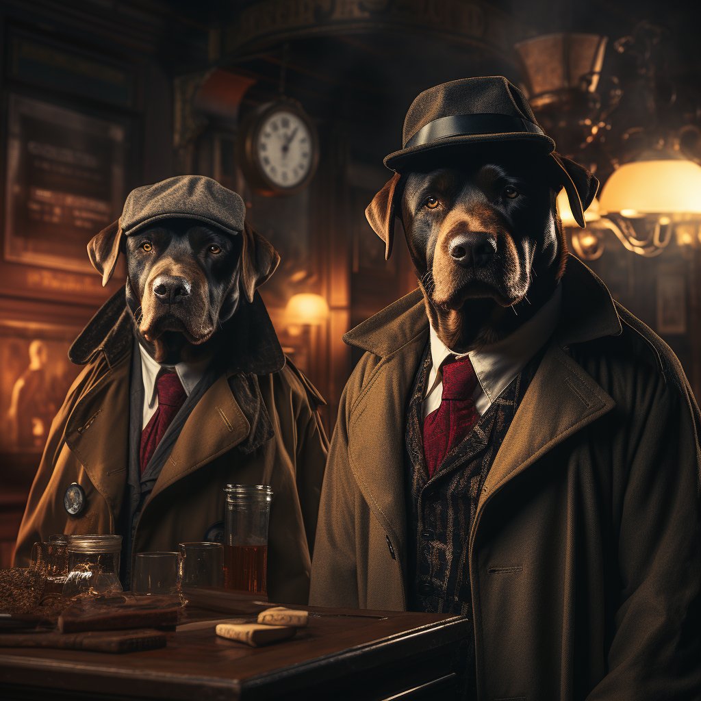 Detective Portrait Pic Dog Canvas Art Cute