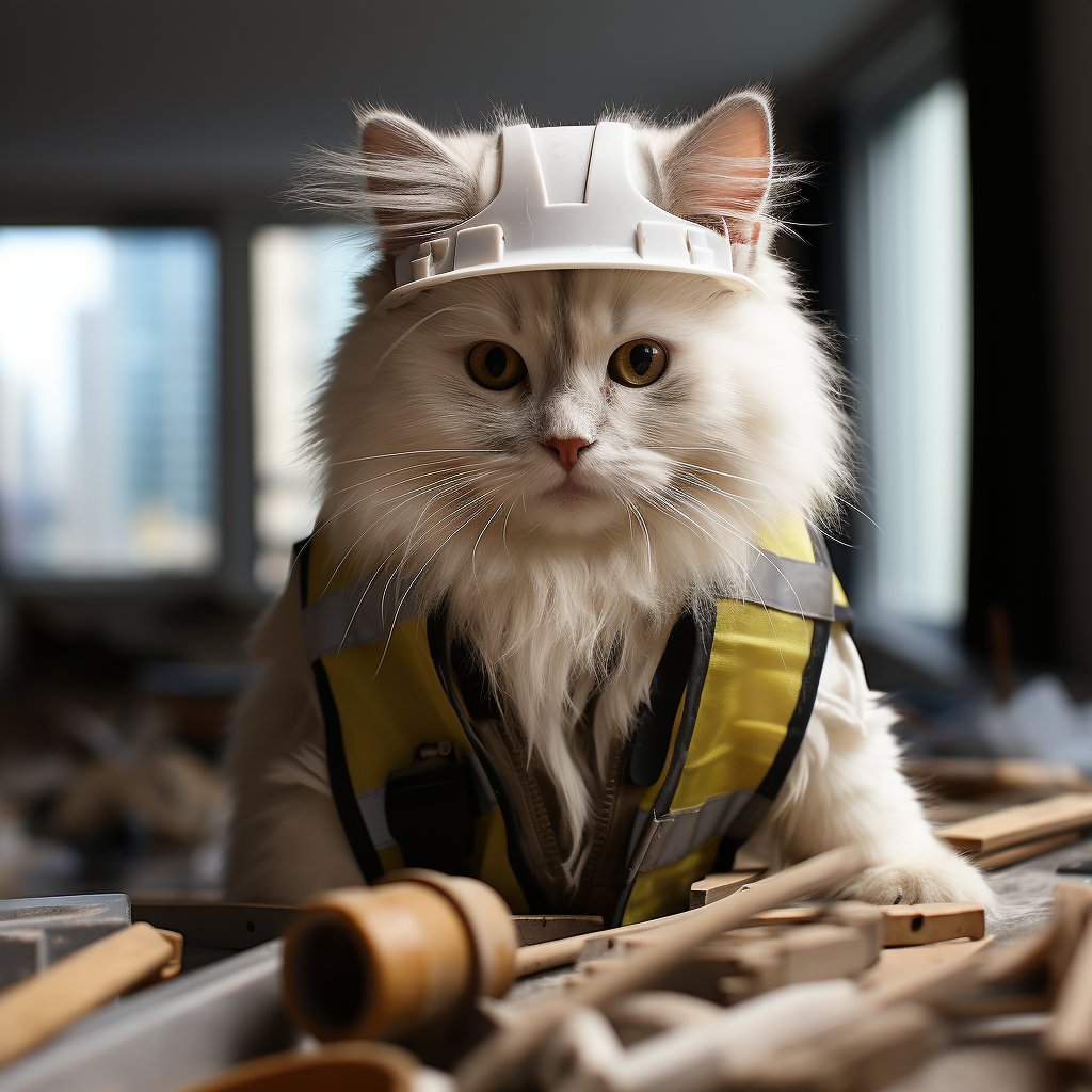 Building Materials Researcher Cat Wall Art Image Canvas